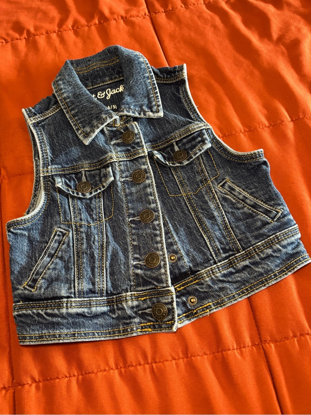 Cat & Jack Blue Denim Girls' Sleeveless Vest W/Pockets - Washed But Never Worn